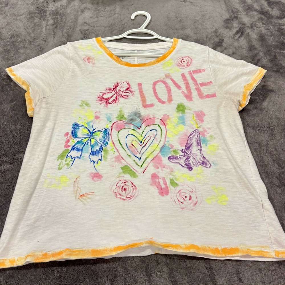 J.Crew Woman’s Shirt Size XL Hand Painted Magnolia Pearl inspired